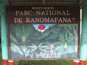 Ranomafana parc National sign final Ranomafana Sign