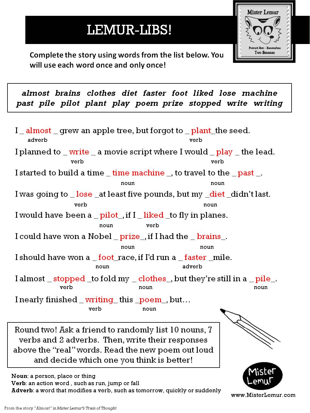 Answer Key for Lemur Libs